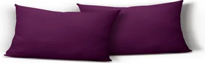 Two purple pillows are shown against a white background.