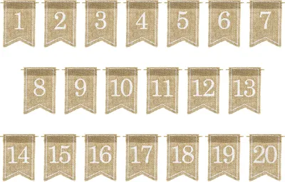 Produktbild von Tischnummern 7x10cm Jute Zahlen Schilder 20er Set natur braun
