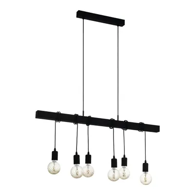 Produktbild von EGLO Townshend, Festmontage, Schwarz, Schwarz, Stahl, Holz, Holz, Schwarz