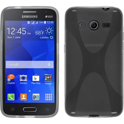 Produktbild von PhoneNatic Case kompatibel mit Samsung Galaxy Core 2 - grau Silikon Hülle X-Style + 2 Schutzfolien