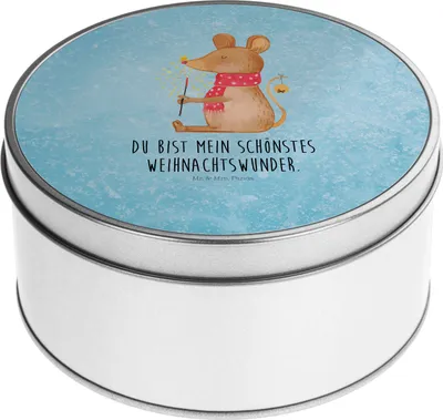 Produktbild von Mr. & Mrs. Panda Kaffeedose Maus Weihnachten - Eisblau - Geschenk, Weihnachtsgruß, Metalldose, Frohe, Weihnachtsmotiv, Heiligabend, Vorratsdosen, Keksdose, Blechdose