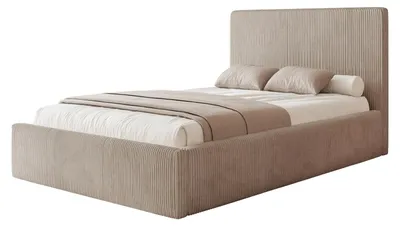 Produktbild von Polsterbett BONZO 140x200 Cappuccino Cord mit Bettkasten & Lattenrost Breitcord