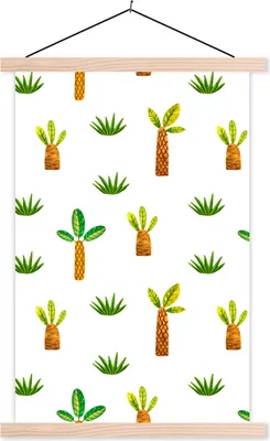 Produktbild von MuchoWow® Textilposter Dschungel - Palme - Gras 120x180 cm mit holzfarbenen Rahmen - Textil-Plakat