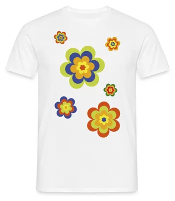 Produktbild von Spreadshirt Hippie Flower Power Blumen Fasching Männer T-Shirt, L, Weiß