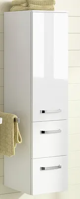 Image de Midischrank >Akron I< in Weiß/Hochglanz aus Glas - 30x121,2x33cm (BxHxT)