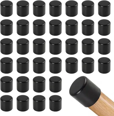 Productafbeelding van Stoelpootdoppen 20 mm, 24 stuks, rond, antislip zwart, voor binnen en buiten