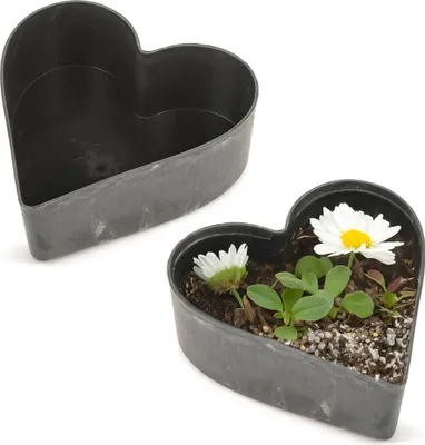 Immagine prodotto di Fioriere a cuore per esterni 2 pz. nero marmorizzato in 22 cm