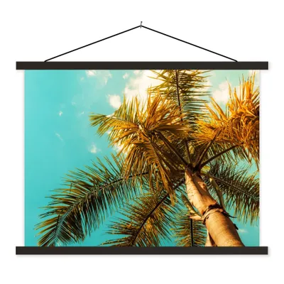Produktbild von MuchoWow® Textilposter Palme - Sommer - Tropisch 150x113 cm mit holzfarbenen Rahmen - Poster