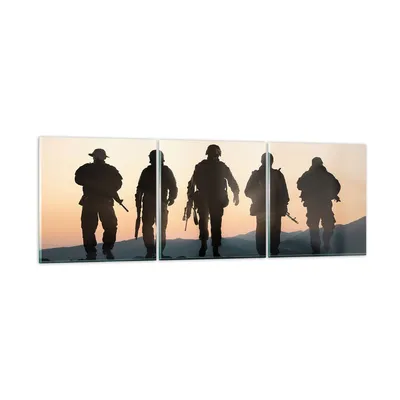 Produktbild von Bilder auf glas - Armee Militaria - 150x50cm - Glasbilder - Wandbilder - Kunstdruck - zum Aufhängen bereit - Wanddekoration aus Glas - Glas Bilder - Wandbild auf Glas - 3 Teile - GCA150x50-3436
