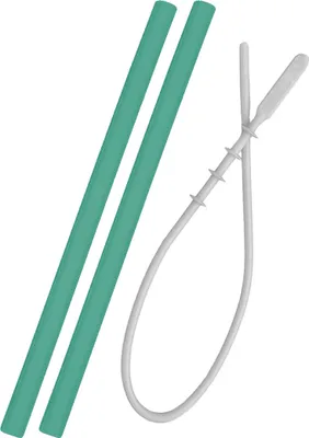 Produktbild von Silikontrinkhalme mit Reiniger Grün 2 Stk. / Minikoioi