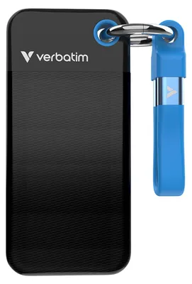 Immagine prodotto di Verbatim Pocket SSD, 256 GB, USB di tipo C, 3.2 Gen 2 (3.1 Gen 2), 1000 MB/s, 10 Gbit/s, nero, blu