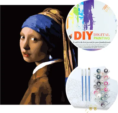 Obrázok produktu pre Maľovanie podľa čísel: Dievča s perlou, Vermeer, reprodukcia | W5571