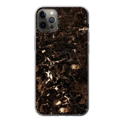 Produktbild von MuchoWow® Handyhülle Schutzhülle Hülle für iPhone 12 Pro Max Marmor - Schwarz - Gold Silikon Softcase Handy Hülle - Hartschale