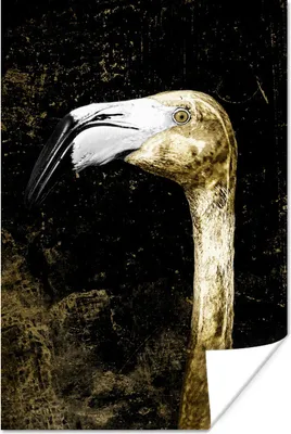 Produktbild von MuchoWow® Poster Flamingo - Gold - Tropisch 60x90 cm - Wanddekoration