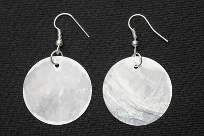 Produktbild von Perlmutt Ohrringe Miniblings Perlmuttscheiben Hippie Muschel extra dünn weiß 3cm
