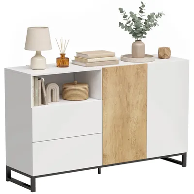 Productafbeelding van HOMCOM dressoir met opbergkast, voorzien van 2 deuren met soft-close sluiting en 2 lades