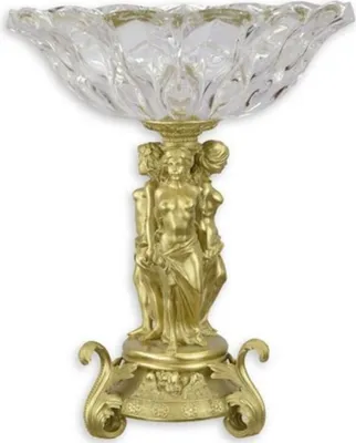 Produktbild von Casa Padrino Barock Glasschale mit Bronze Ständer Gold Ø 35 x H. 43,6 cm - Prunkvolle Obstschale - Barock Deko Accessoires