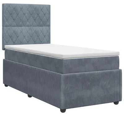 Productafbeelding van Boxspringbed met matras, donkergrijs, 90 x 200 cm, fluweel