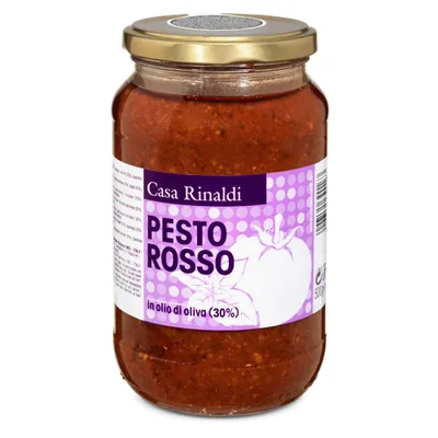 Produktbild von Rote Pesto im Glas mit getrockneten Tomaten in Olivenöl 500gr