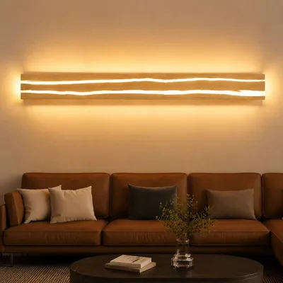 LED-Wandlampe Holz 16W 100 cm warmweiß modern
