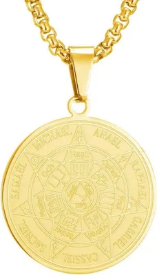 Image de Collier Hommes 7 Archange Médaille Talisman Bijoux Solomon en acier inoxydable