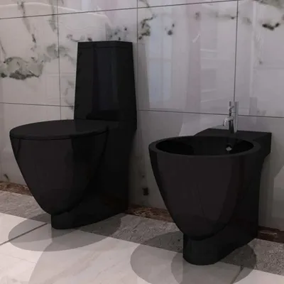 Produktbild von vidaXL Keramik-WC & Bidet-Set Schwarz