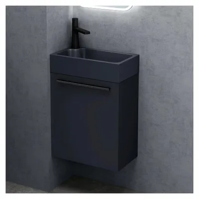Produktbild von Badezimmerschrank Badmöbel-Set in Anthrazit Matt BxTxH: 46x26x63 cm Waschbeckenunterschrank mit Mineralguss-Waschbecken