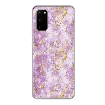 Produktbild von MuchoWow® Handyhülle Schutzhülle Hülle für Samsung Galaxy S20 Gold - Marmor - Muster - Lila Silikon Softcase Handy Hülle - Bild