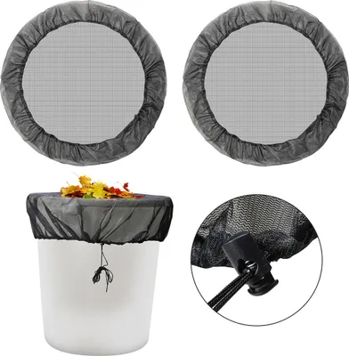 Produktbild von Faziango 2er Set Regentonnen-Netz 95 cm – Regentonne Abdeckung mit Zugband, wetterbeständiger Mückenschutz, verstellbares Netz gegen Laub & Mückenlarven