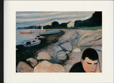 Produktbild von Edvard Munch Gerahmtes Bild Mit Edlem Passepartout | Wand-Bilder | Im Bilderrahmen - Melancholie, 1892 (60 x 80 cm)