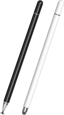 Obrázok produktu pre Dvojitý stylus, 2 v 1, pre tablety a smartfóny, kompatibilný s Androidom a iOS, čierno-biely