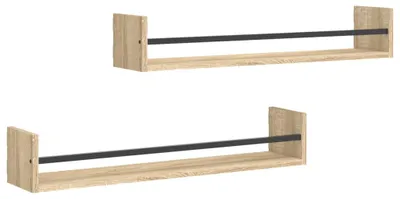 Produktbild von vidaXL Wandregale mit Stangen 2 Stk. Sonoma-Eiche 80x16x14 cm