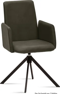 Produktbild von Armlehnstuhl drehbar (2er-Set) Deasia 52x92x60 Schwarz/Khaki