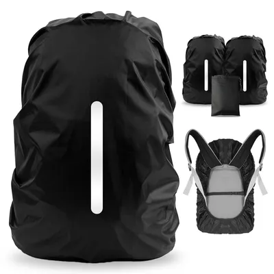Produktbild von Regenhülle Rucksack Rucksackschutz - 2 Stück - Wasserdicht - Reflektierend