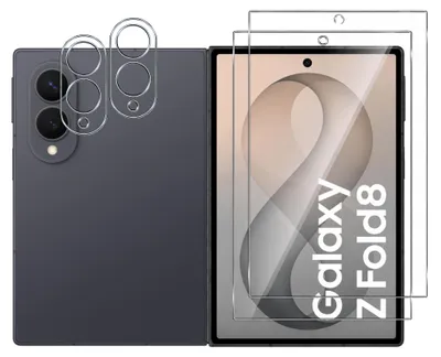 Produktbild von Gehäuse aus gehärtetem Glas für Samsung Galaxy Z Fold 8 und Kameraschutz [2er-Pack] Displayschutzfolie Phonillico®