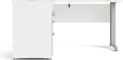 Immagine prodotto di Dmora Scrivania Alfango 150.5x159x74.5h cm Bianco, Angolare 3 Cassetti