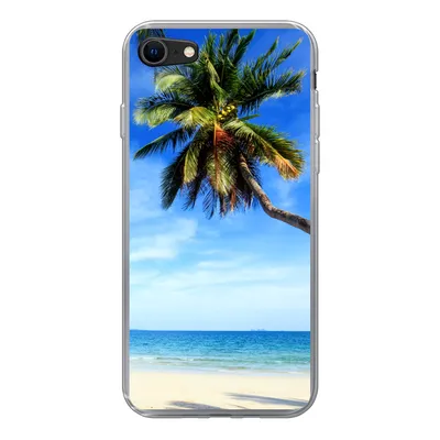 Produktbild von MuchoWow® Handyhülle Schutzhülle Hülle für iPhone SE 2022 Palmen - Strand - Meer Silikon Softcase Handy Hülle - Schutzhülle