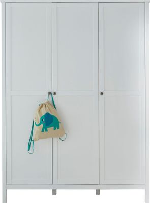 trendteam Babyzimmer Kleiderschrank Ole/Emma Weiß Melamin/Weiß Nachbildung 141 x 192 x 51 cm