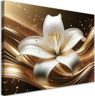 Produktbild von Leinwandbild Lilienblüte Gold 60x40 Feeby Gold bild für die wand bereit zum aufhängen