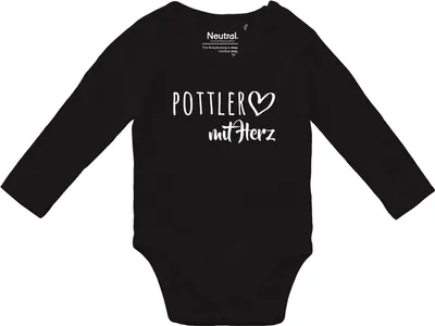 Produktbild von Huuraa Baby Body Pottler mit Herz 62 Black  Baumwolle Fairtrade Langarmbody Geschenkidee