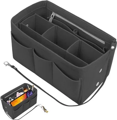 Produktbild von Handtasenorganizer aus Filz, mehrere Fächer, schwarz