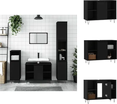 Immagine prodotto di vidaXL Mobile da bagno nero 80x33x60 cm in legno - Lavabi da bagno