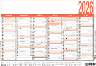 Produktbild von ZETTLER 609848 Tafelkalender - A5 quer, 6 Monate / 1 Seite, Karton