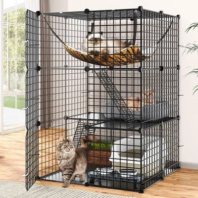 Productafbeelding van Famanu kattenkooi - Stabiele kattenkooi voor binnen en buiten - 72 x 72 x 104 cm
