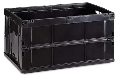 Obrázek produktu pro 2x profesionální přepravní box, pevné skládací boxy, pro komerční použití, vysoce kvalitní plast, kvalitní provedení, 60 litrů, černá barva