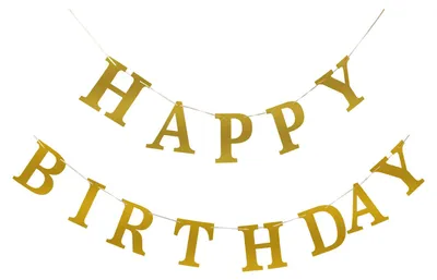 Produktbild von 12x Buchstaben-Girlande "Happy Birthday" gold 5 m