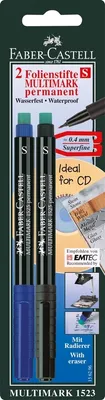 Produktbild von CD-Marker Multimark permanent S blau/schwarz auf Blisterkarte Packung mit 10 Stück