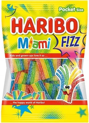 Zdjęcie produktu dla Haribo Żelki Paski Miami Kwaśne 85 G