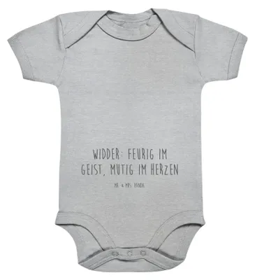 Produktbild von Mr. & Mrs. Panda Strampler Baby Widder Astologie 1. - 3. Monat - Heather Grey - Geschenk, Astrologie, Sternzeichen, babykleidung body, overall, Babybody, kurzarm