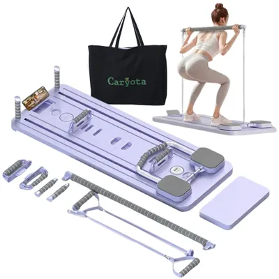 Produktbild von Caryota Pilates Board klappbar lila mit Squatbar, Timer und Handyhalterung 105cm